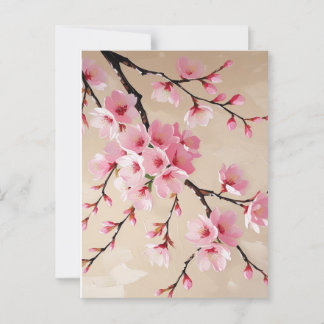 Cherry Blossom Branches Art – Elegant Pink Sakura  Postcard