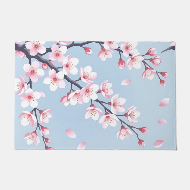 Cherry Blossom Branches Serene Pattern Doormat (Front)