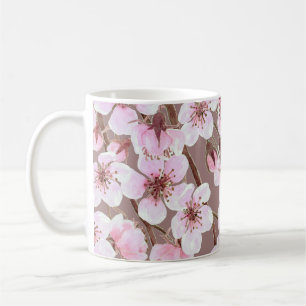Cherry Blossom Branches Watercolor Pattern Coffee Mug
