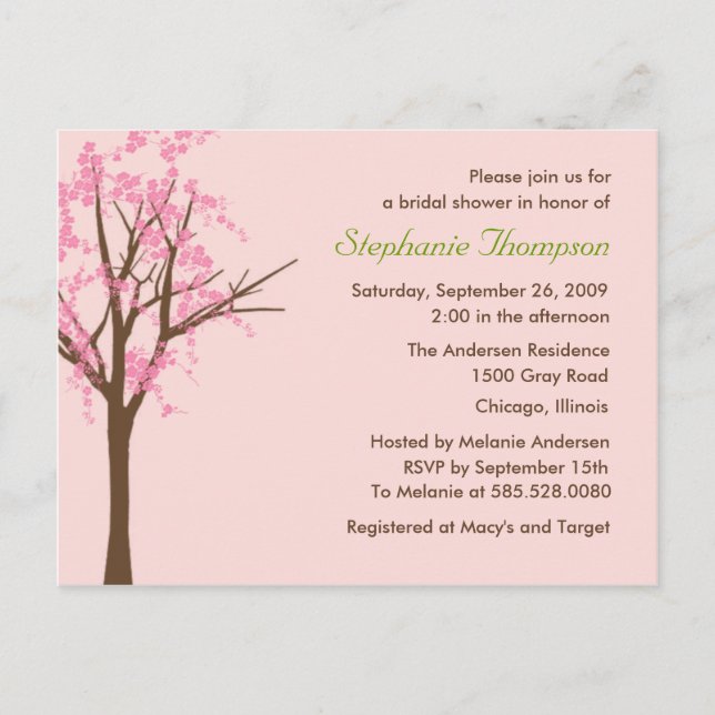 Cherry Blossom Bridal Shower Invitation (Front)