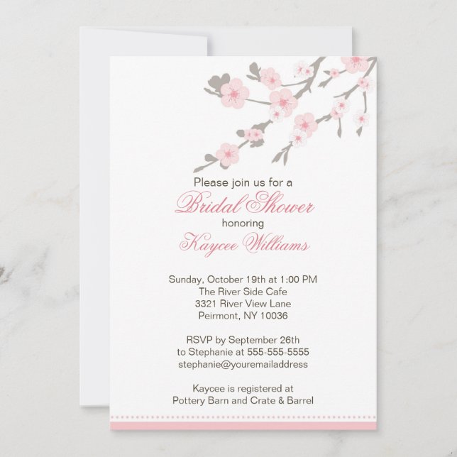 Cherry Blossom Bridal Shower Invitation (Front)