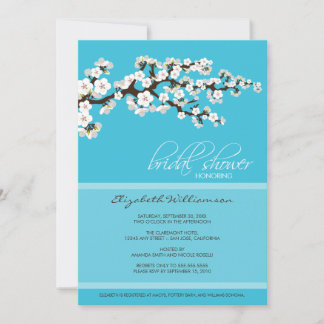 Cherry Blossom Bridal Shower Invitation (aqua)