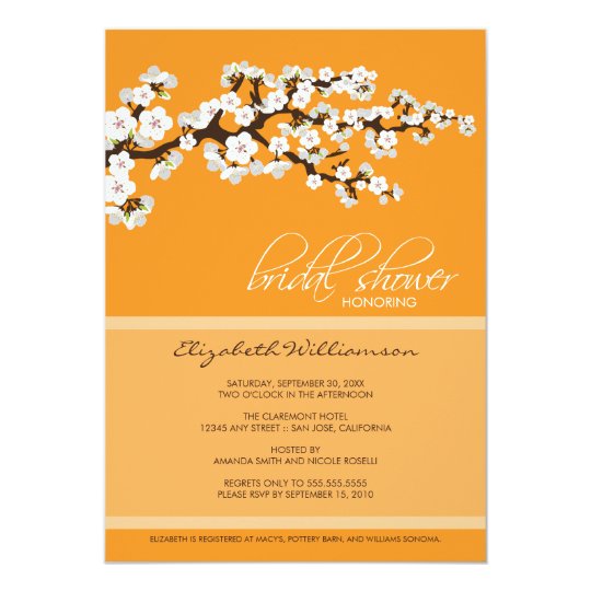 Cherry Blossom Bridal Shower Invitation (orange)