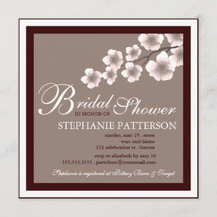 Cherry Blossom Bridal Shower Invitation PInk Brown