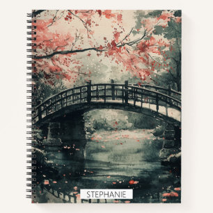 Cherry Blossom Bridge Sumi-E Landscape Notebook