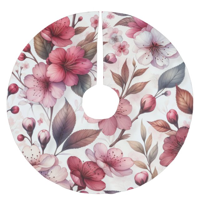 Cherry Blossom Brushed Polyester Tree Skirt (Front)