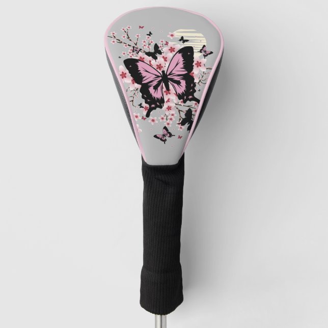 Cherry Blossom Butterflies Golf Head Cover (Front)