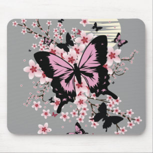 Cherry Blossom Butterflies Mouse Pad