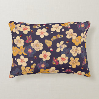 Cherry Blossom Butterfly Asian Print Decorative Cushion