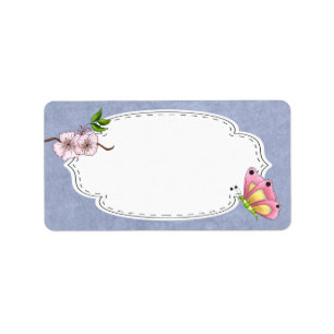 Cherry Blossom Butterfly Label