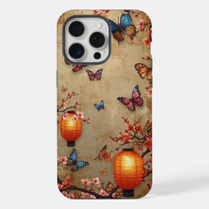 Cherry Blossom Butterfly Lantern iPhone 15 Pro Max Case