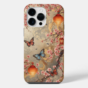 Cherry Blossom Butterfly Lantern iPhone 14 Pro Max Case