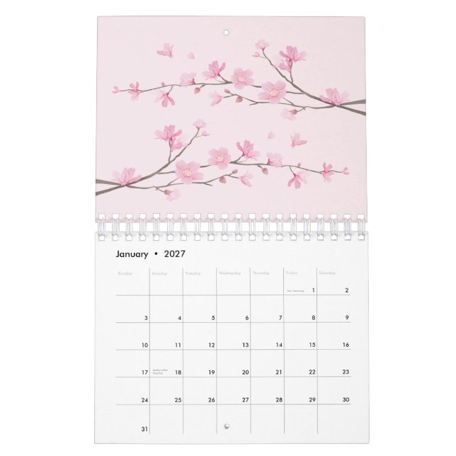 Cherry Blossom Calendar (Jan 2027)