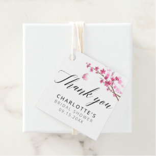 Cherry Blossom Calligraphy Pink Thank You Favour Tags