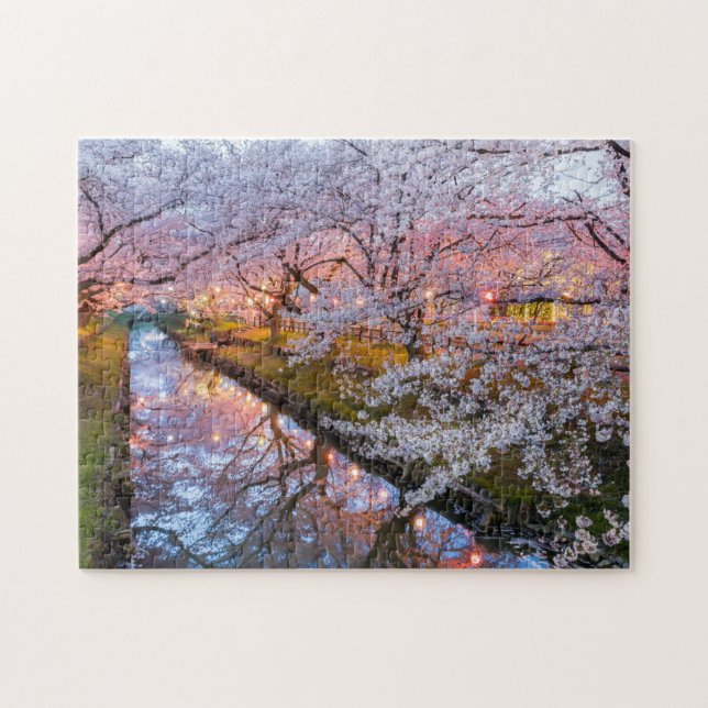 Cherry blossom canal jigsaw puzzle (Horizontal)