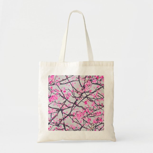 Cherry Blossom Canvas Tote Bag (Front)