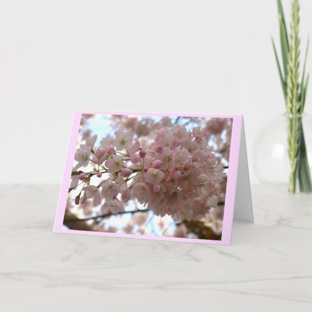 Cherry Blossom Card White Blossom Card Personalise (Front)