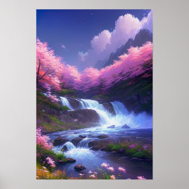 Cherry Blossom Cascade Poster (Front)