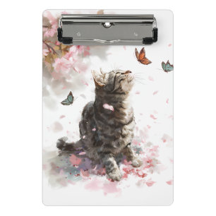 Cherry Blossom Cat and Butterflies (11) Mini Clipboard