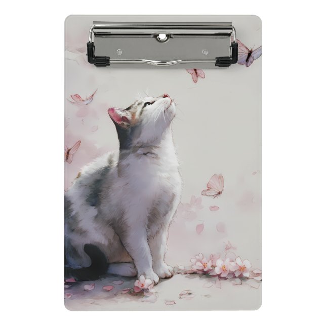 Cherry Blossom Cat and Butterflies (13) Mini Clipboard (Front)