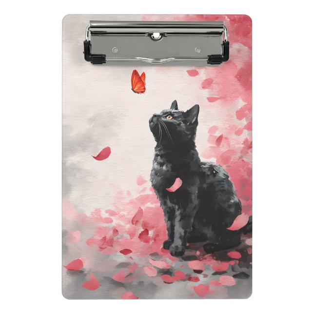 Cherry Blossom Cat and Butterflies (3) Mini Clipboard (Front)