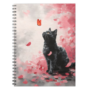 Cherry Blossom Cat and Butterflies (3) Notebook