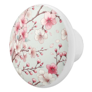 Cherry Blossom Ceramic Knob
