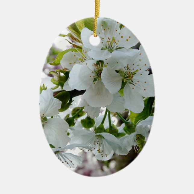 Cherry Blossom Ceramic Ornament (Front)