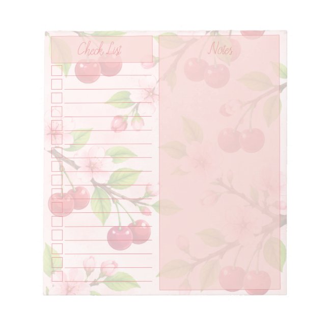 Cherry Blossom (Check List)  Notepad  (Front)