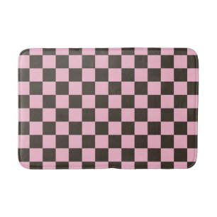 Cherry blossom checkered board pattern bath mat