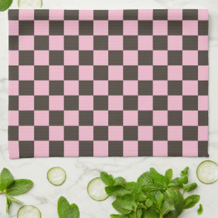 Cherry blossom checkered board pattern tea towel