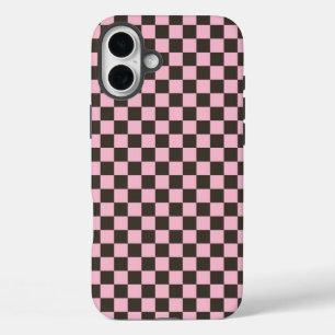 Cherry blossom chequered board pattern iPhone 16 plus case