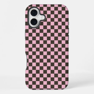 Cherry blossom chequered board pattern iPhone 16 plus case