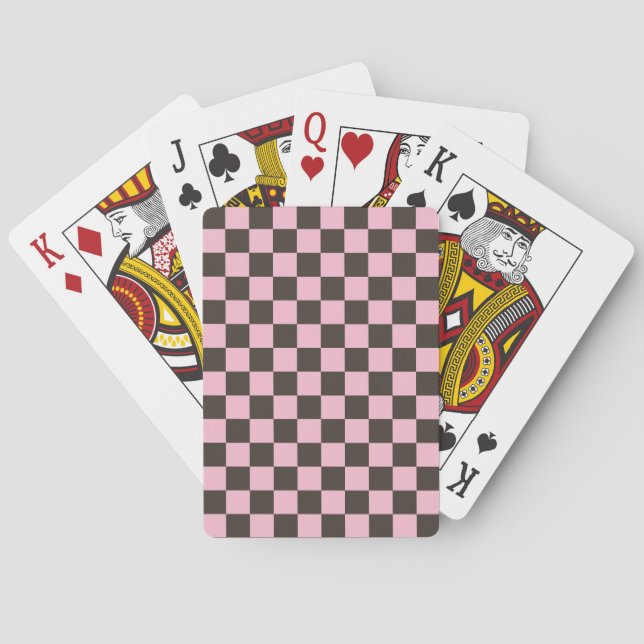 Cherry blossom chequered board pattern playing cards (Back)