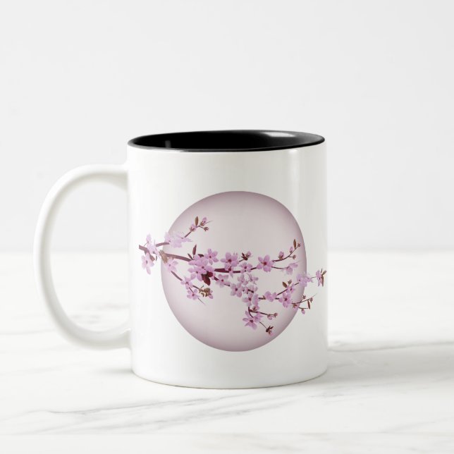 Cherry Blossom Cherry Tree Japanese Japan Sakura Two-Tone Coffee Mug (Left)