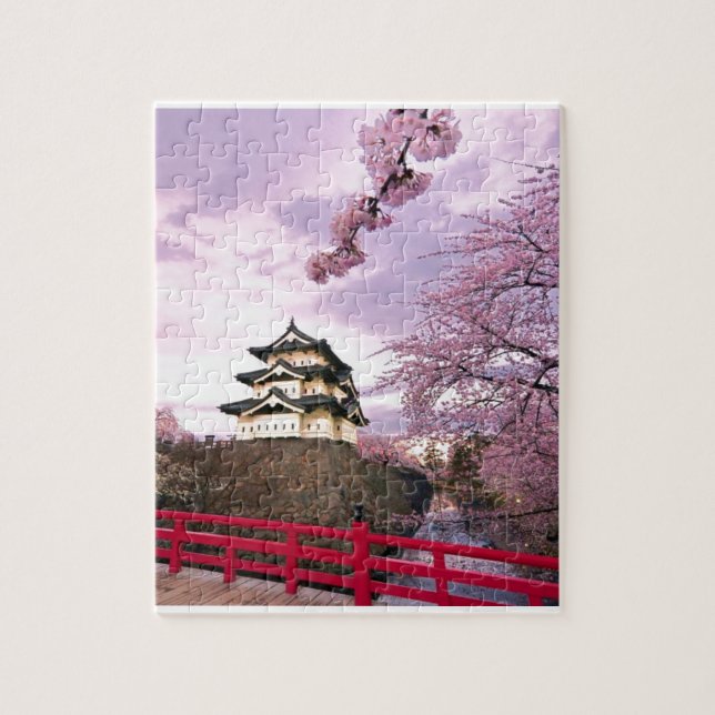 Cherry Blossom Chinese Castle Jigsaw Puzzle (Vertical)