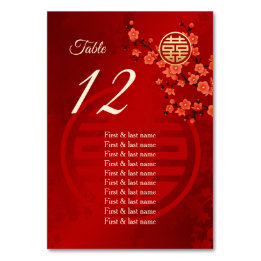 Cherry Blossom Chinese Wedding Guest Names  Table Number