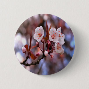 Cherry Blossom Cluster With A Pink and Blue 6 Cm Round Badge