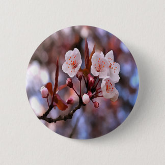 Cherry Blossom Cluster With A Pink and Blue 6 Cm Round Badge