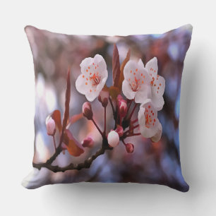 Cherry Blossom Cluster With A Pink and Blue  Cushion