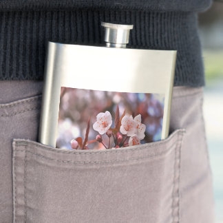 Cherry Blossom Cluster With A Pink and Blue Hip Flask