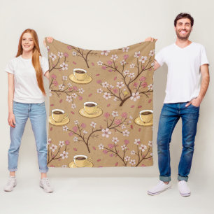 Cherry Blossom Coffee Cosy Pattern (1) Fleece Blanket