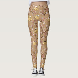 Cherry Blossom Coffee Cosy Pattern (1) Leggings