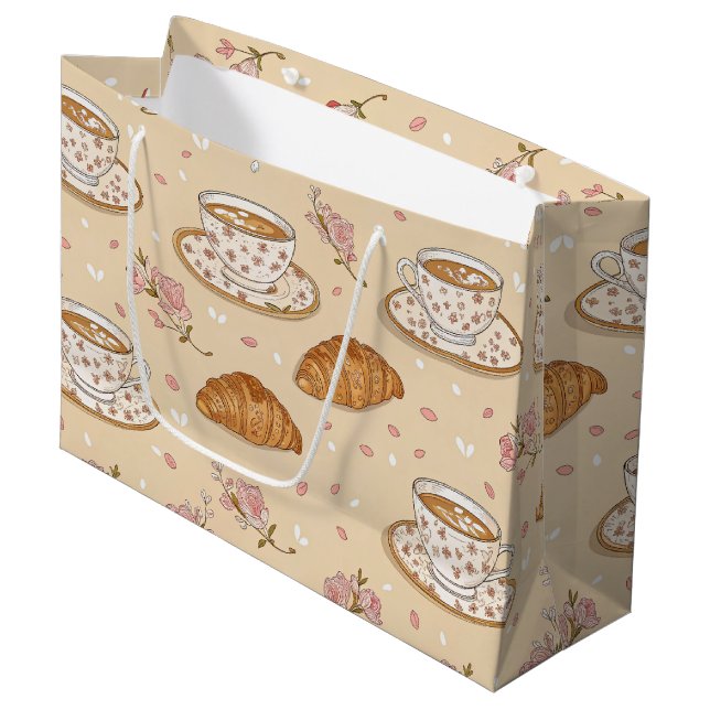 Cherry Blossom Coffee Cosy Pattern (2) Large Gift Bag (Front Angled)