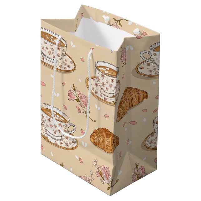 Cherry Blossom Coffee Cosy Pattern (2) Medium Gift Bag (Front Angled)