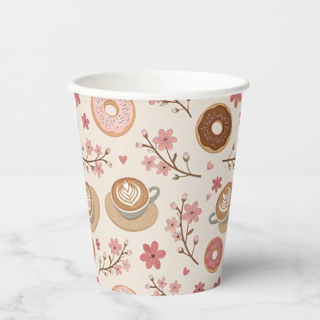Cherry Blossom Coffee Cosy Pattern (3) Paper Cups (Front)