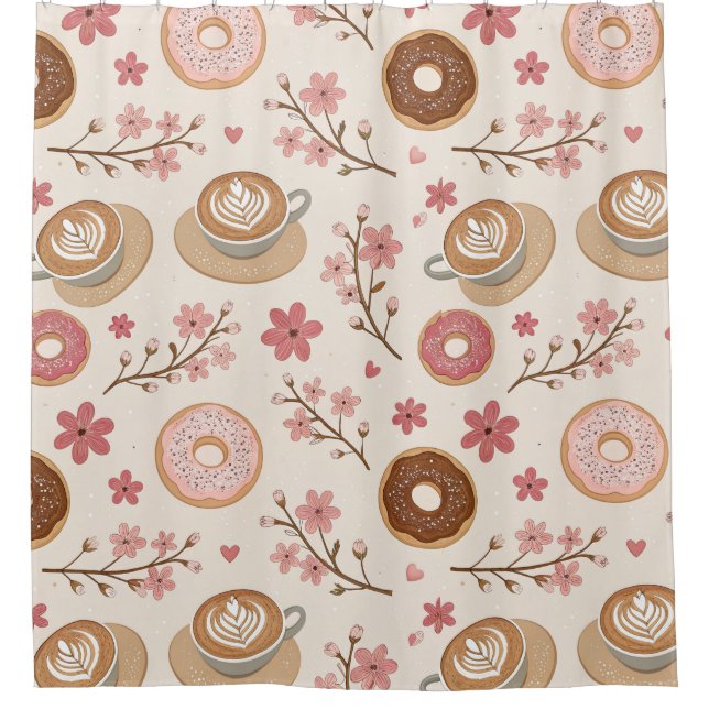 Cherry Blossom Coffee Cosy Pattern (3) Shower Curtain (Front)