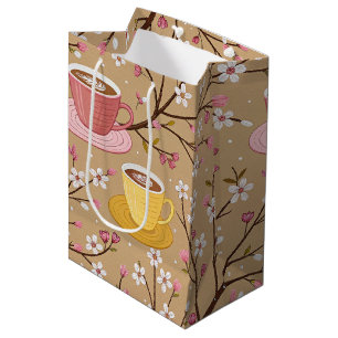 Cherry Blossom Coffee Cosy Pattern (4) Medium Gift Bag