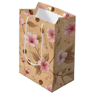 Cherry Blossom Coffee Cosy Pattern (5) Medium Gift Bag