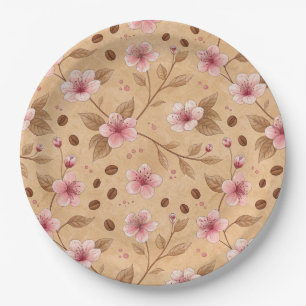 Cherry Blossom Coffee Cosy Pattern (5) Paper Plate